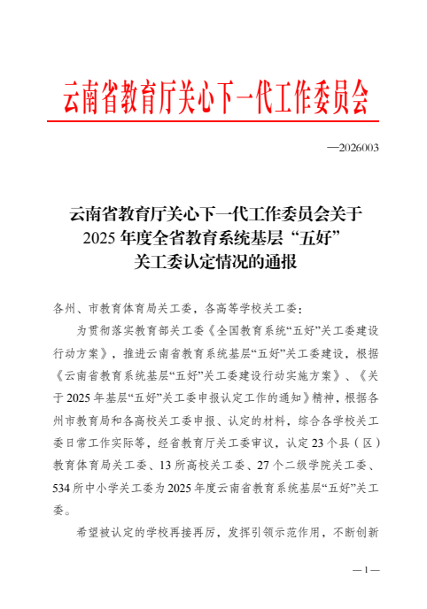 喜报 公共卫生学院关工委被认定为2025年度全省教育系统基层“五好”关工委